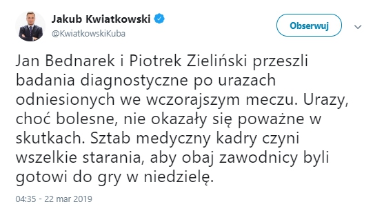 Dobre wieści ws. Bednarka i Zielińskiego